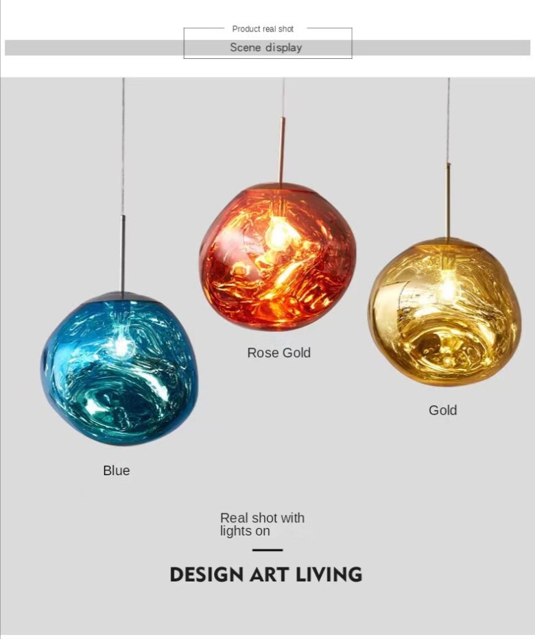 LavaGlow - LED-Pendelleuchte aus mundgeblasenem Lavaglas