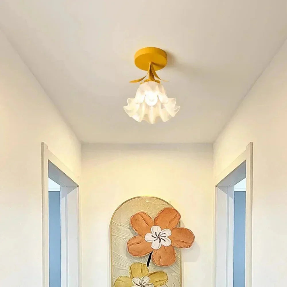Élodie – Tiffany Mini-Deckenleuchte mit Blumenmotiv