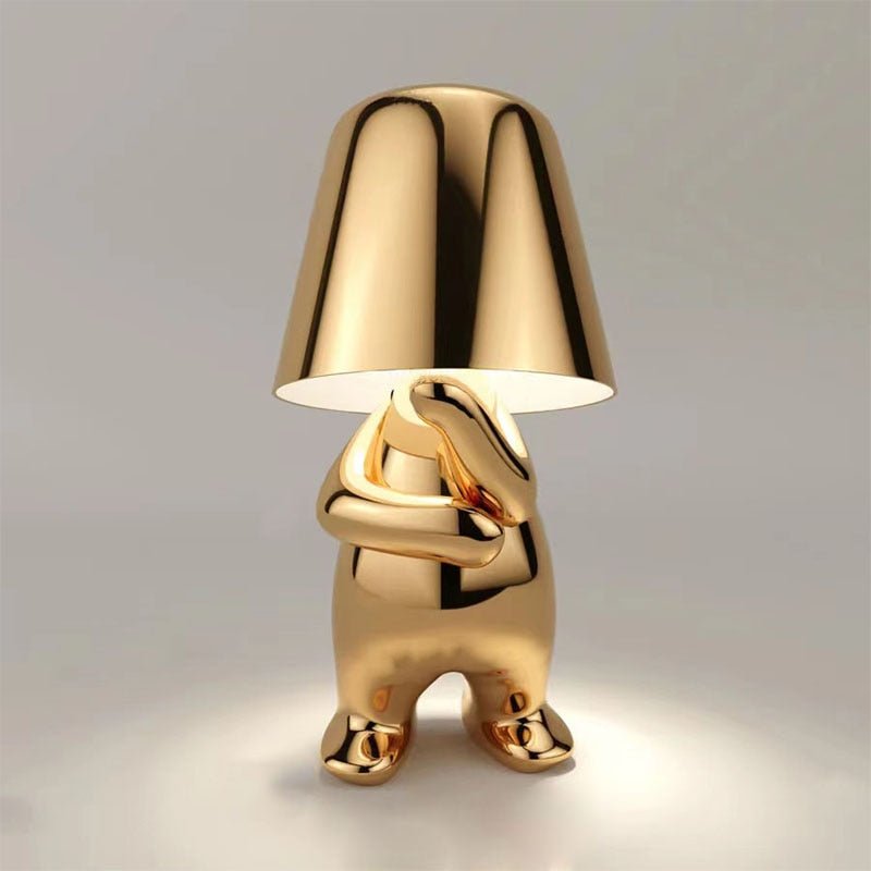 Kaori – Goldene Denker Statue Tischlampe mit USB & Berührung