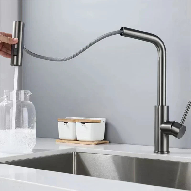 AquaGlow – Ausziehbare Küchenarmatur mit Wasserfall-Funktion
