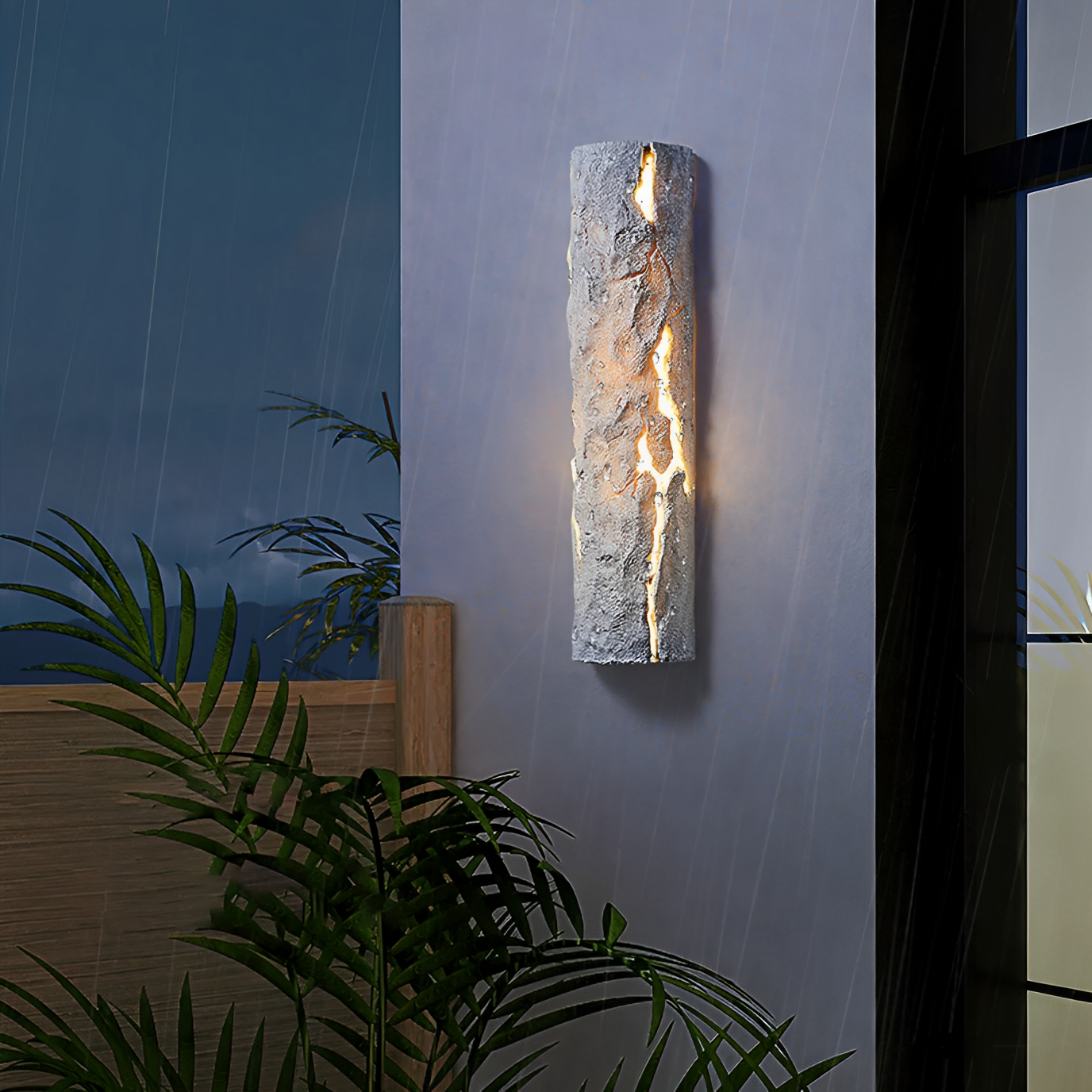 Rokka – Kreative Außenwandlampe im Retro-Stil mit Steinoptik