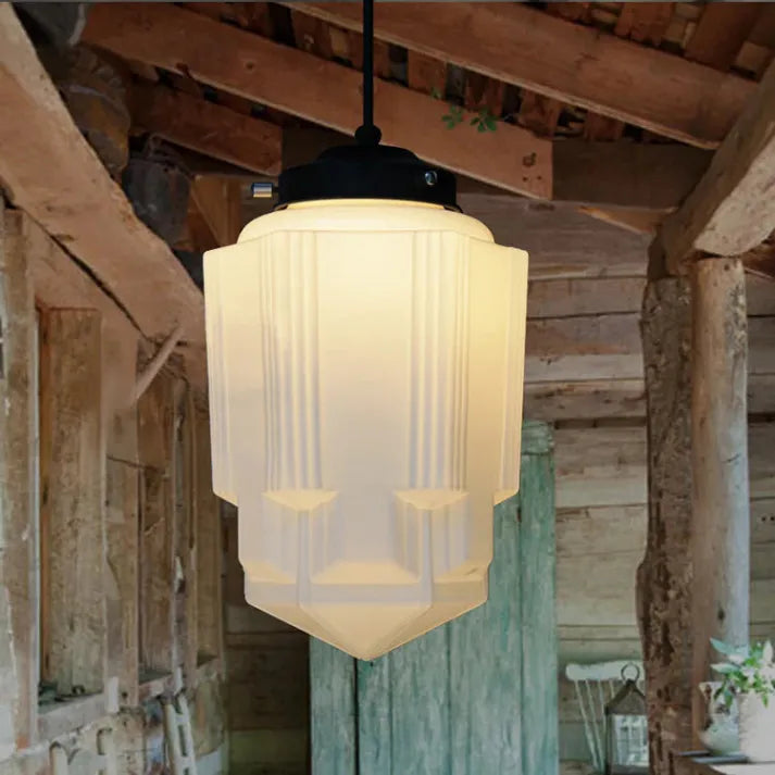 Liv – Vintage Weiße Milchglas Geometrische Pendelleuchte