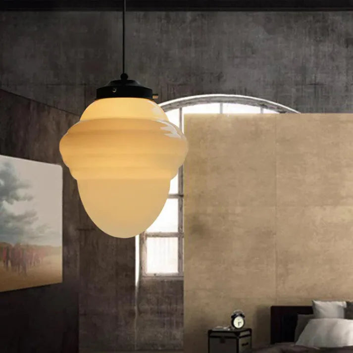 Liv – Vintage Weiße Milchglas Geometrische Pendelleuchte