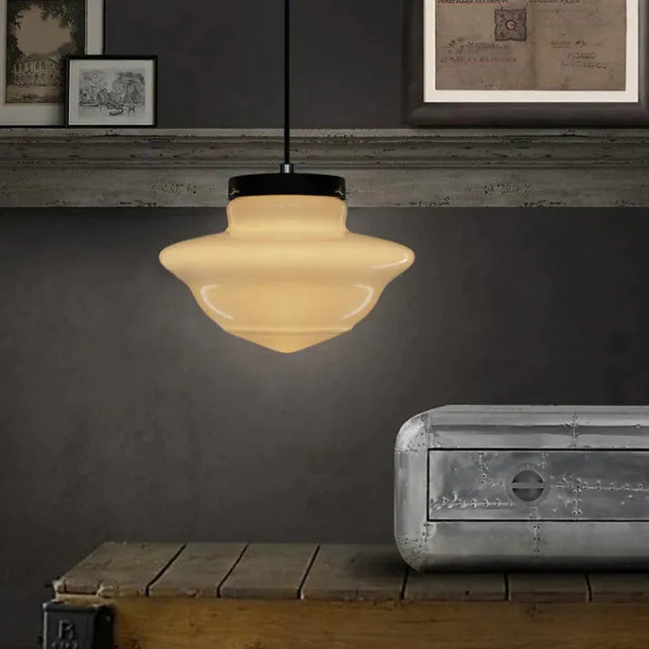 Liv – Vintage Weiße Milchglas Geometrische Pendelleuchte