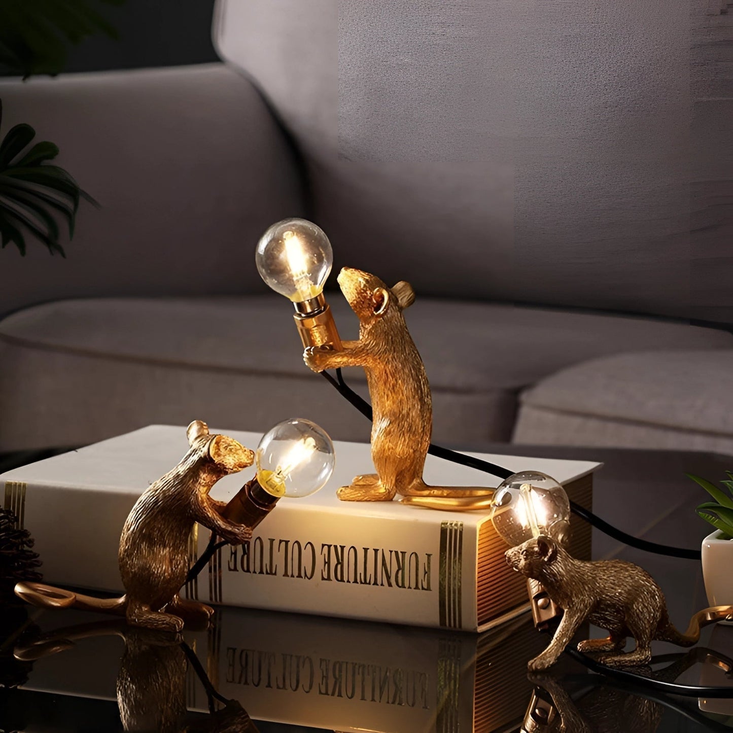 Nilla – Kleine kreative Mauslampe aus Kunstharz im nordischen Design