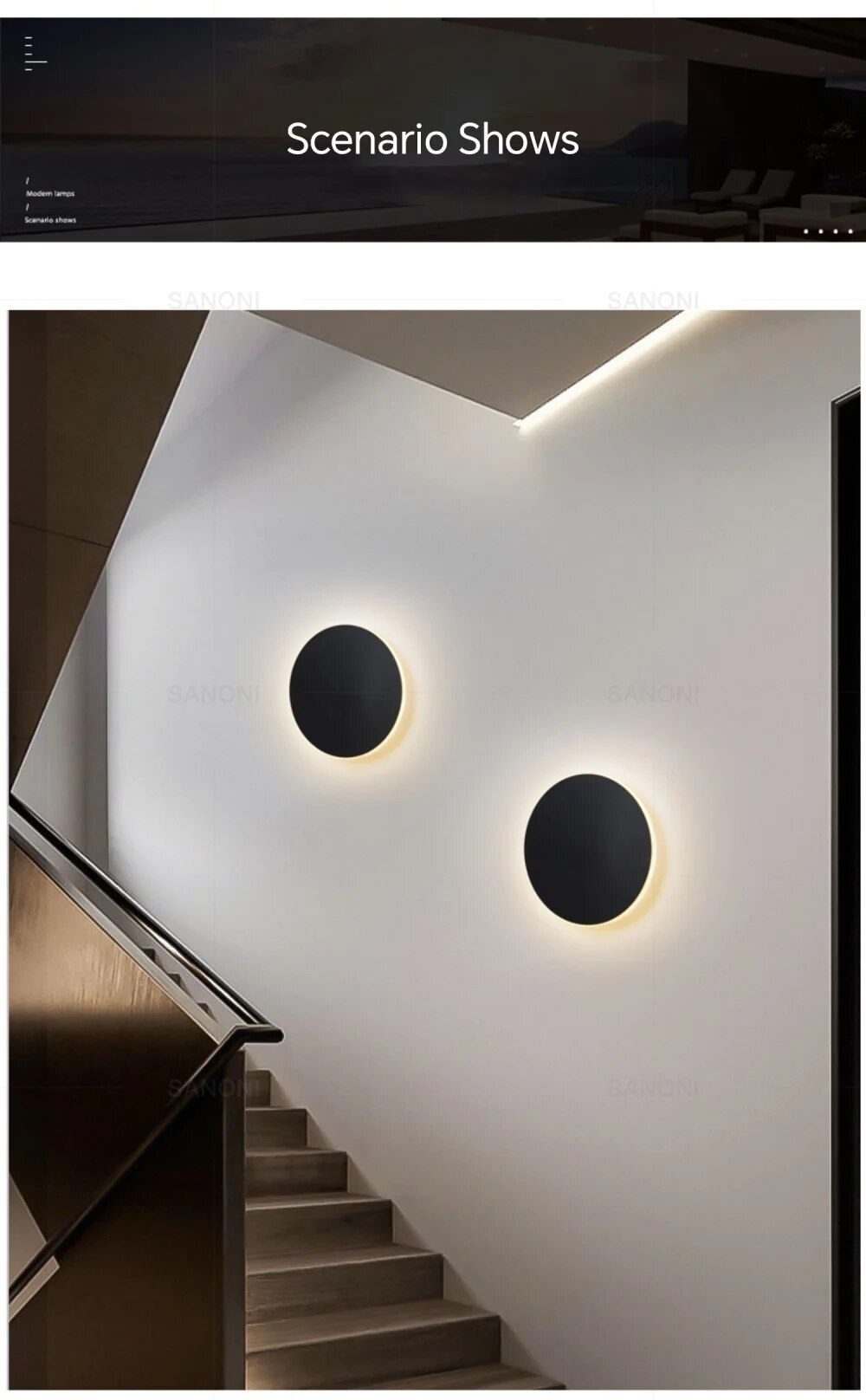 Runde Lichttreppe Wand Hintergrund Touch Lampe