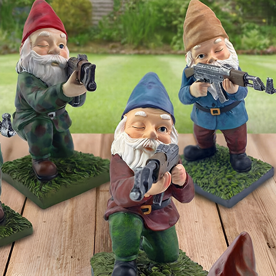 Gunner – Gartenzwerg in Tarnanzug für lustige Outdoor-Akzente
