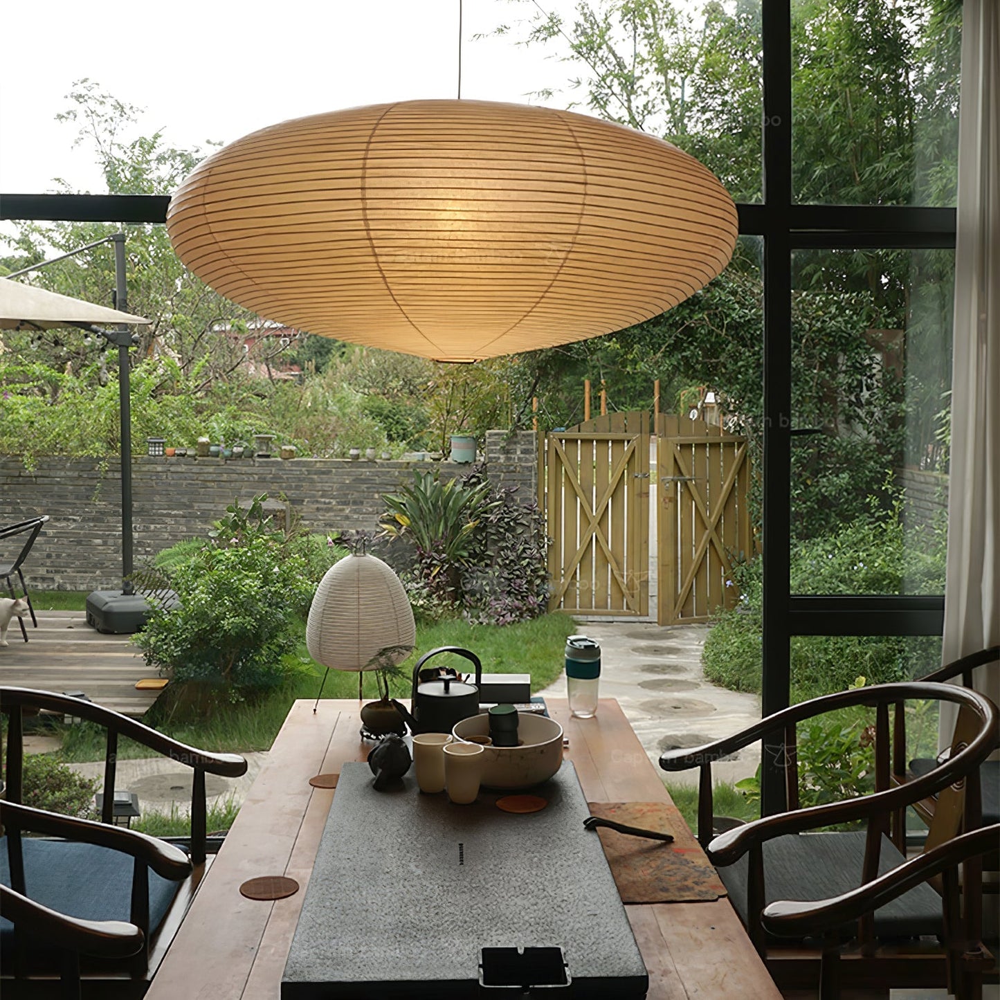 Miyako – Stoff-Deckenlampe im Laternenstil