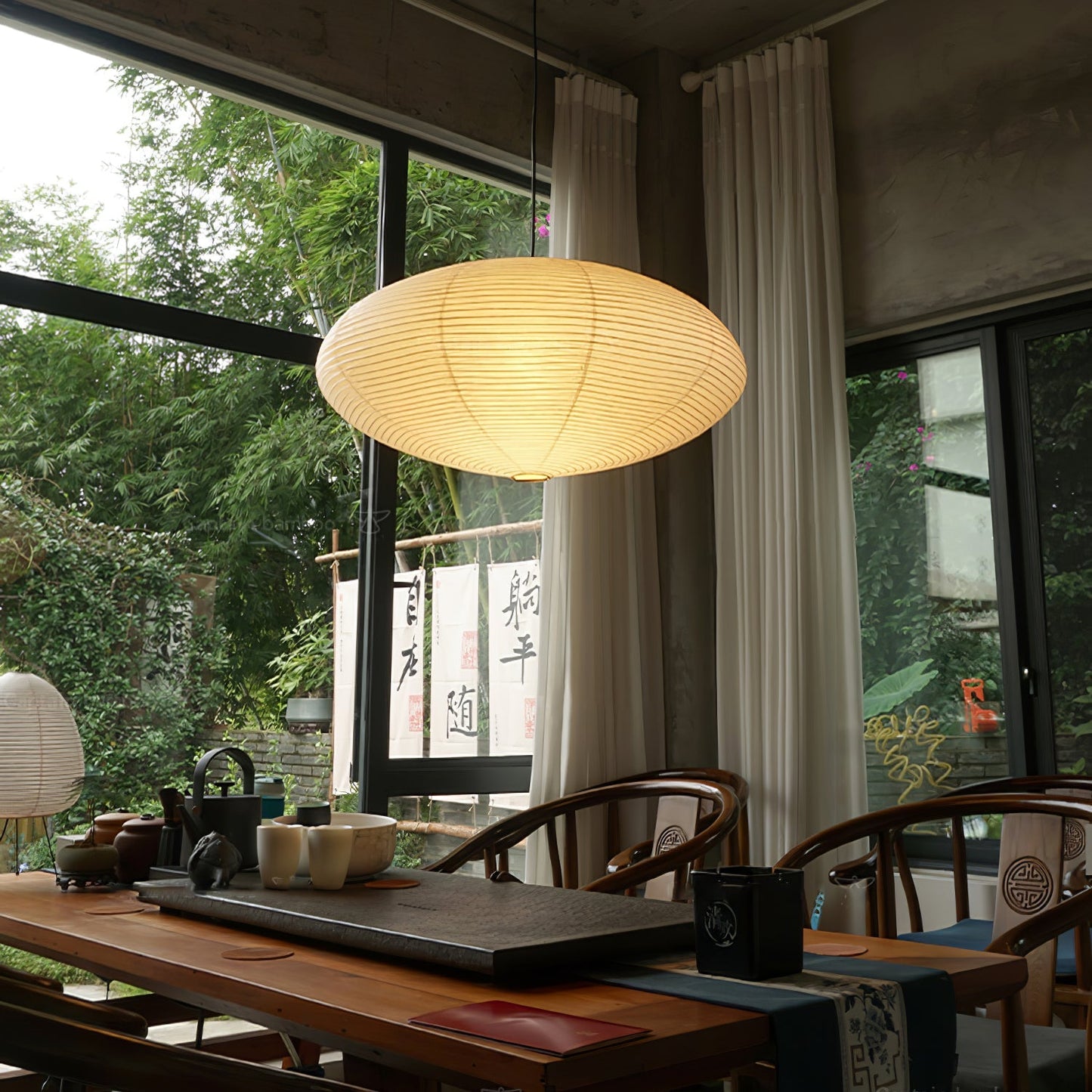 Miyako – Stoff-Deckenlampe im Laternenstil