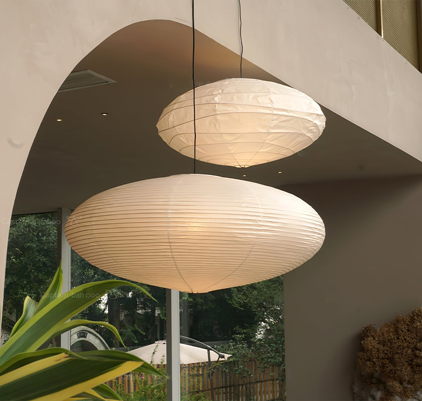 Miyako – Stoff-Deckenlampe im Laternenstil