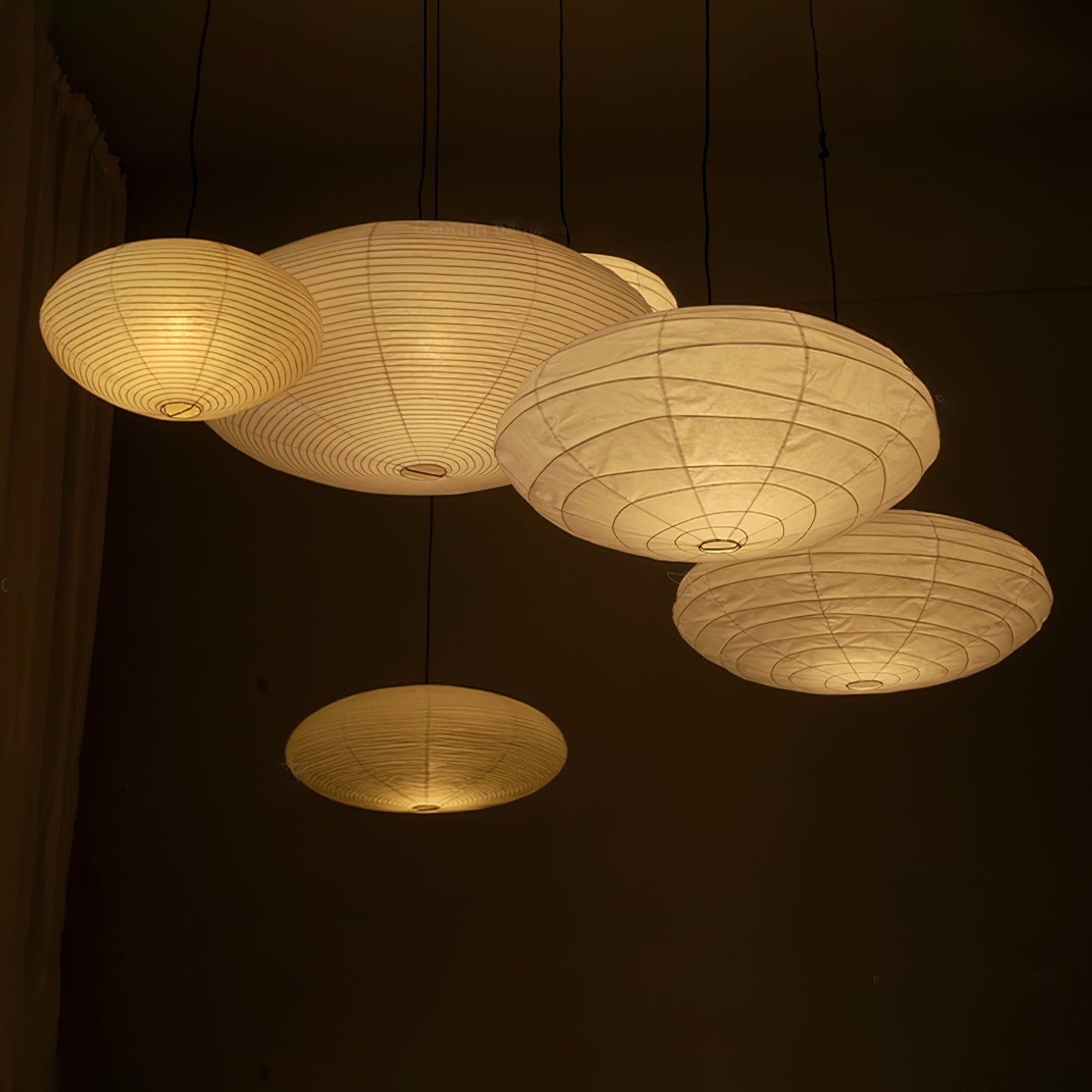 Miyako – Stoff-Deckenlampe im Laternenstil