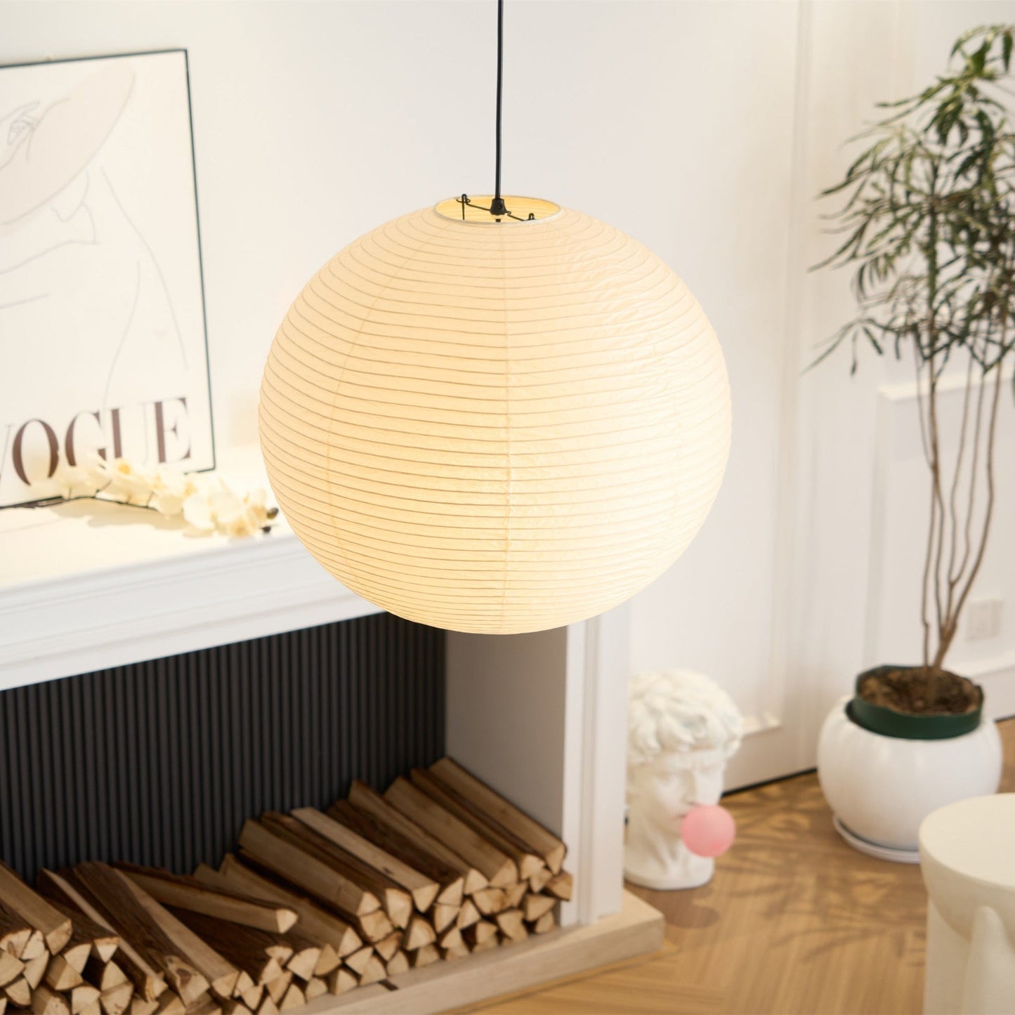 Naoko – Runder LED-Leuchter aus Xuan-Papier