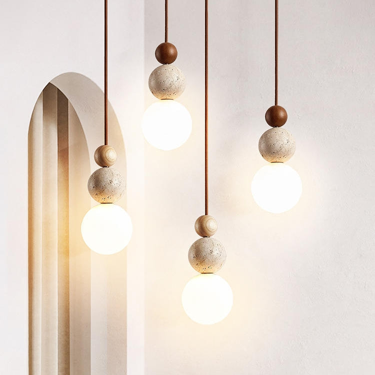 SteinLicht – Minimalistische Pendelleuchte aus Travertin-Naturstein