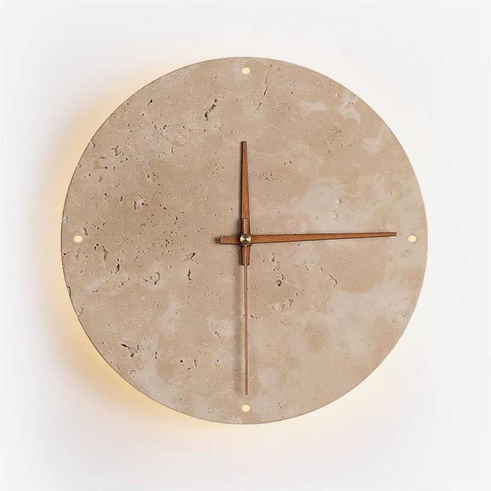 Elin – Wandleuchte mit Travertin-Uhr