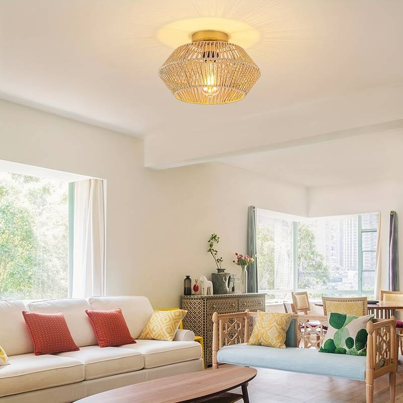 EthnoGlow – Boho-Chic Plafonnier mit handgewebtem Muster