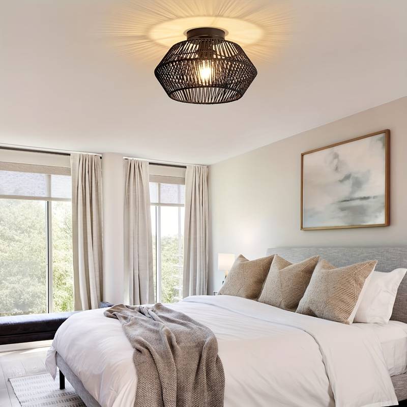 EthnoGlow – Boho-Chic Plafonnier mit handgewebtem Muster