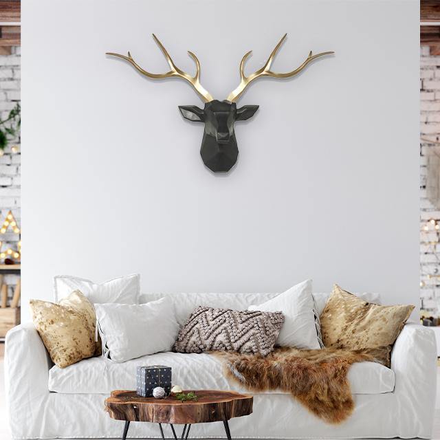 3D Hirschkopf-Wandhaken im nordischen Look
