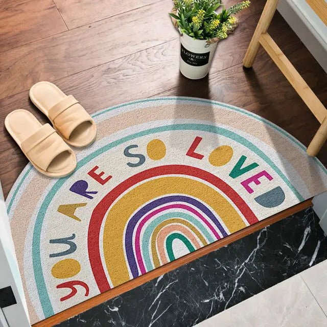 HappyStep - Bunte Fußmatte mit Regenbogen- und Melonendruck