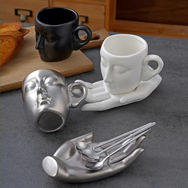 FaceBrew – Kaffeetassen-Set mit minimalistischer Gesichtsform