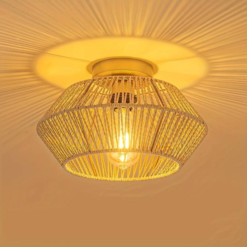 EthnoGlow – Boho-Chic Plafonnier mit handgewebtem Muster
