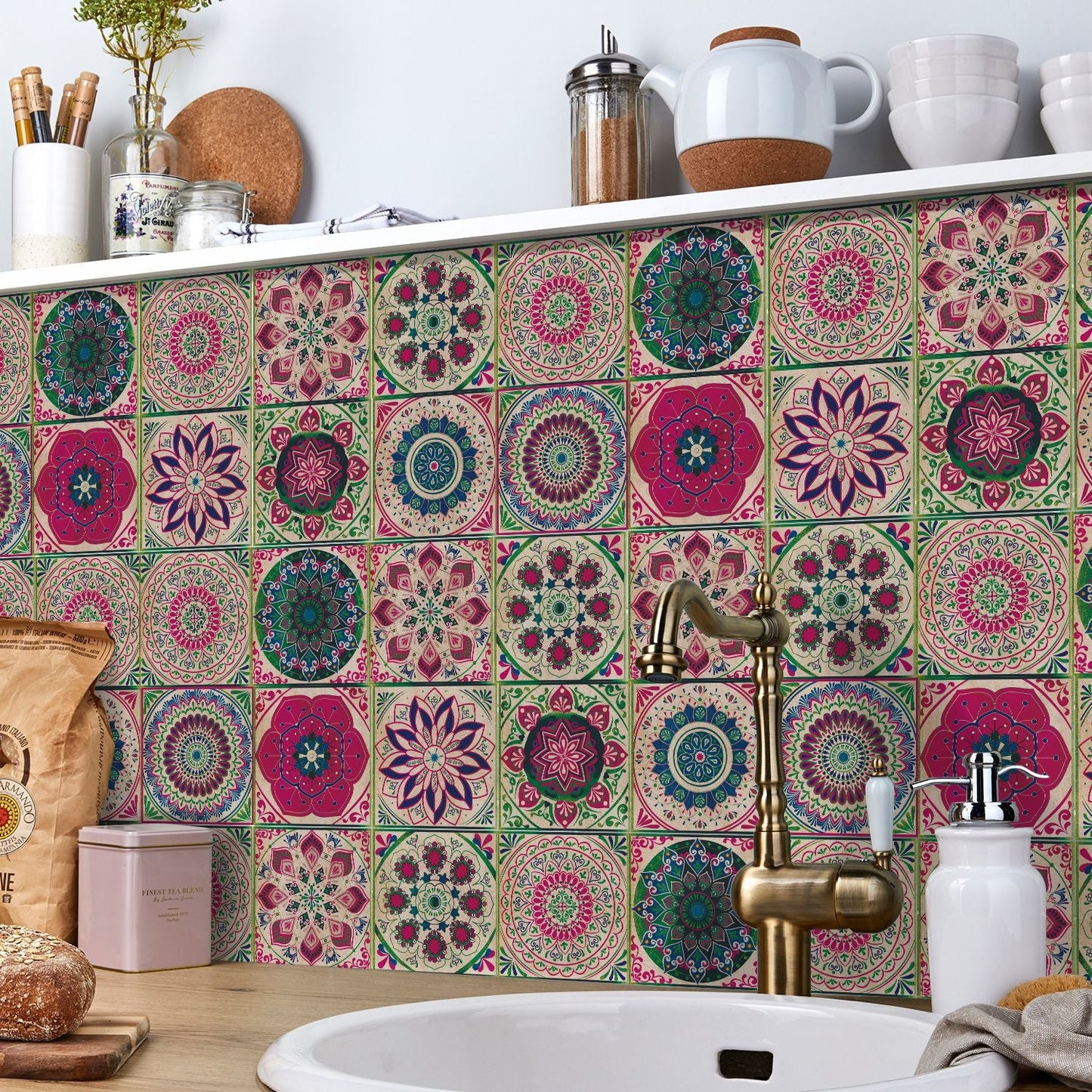 Mandala Selbstklebender Wandfliesenaufkleber für die Küche