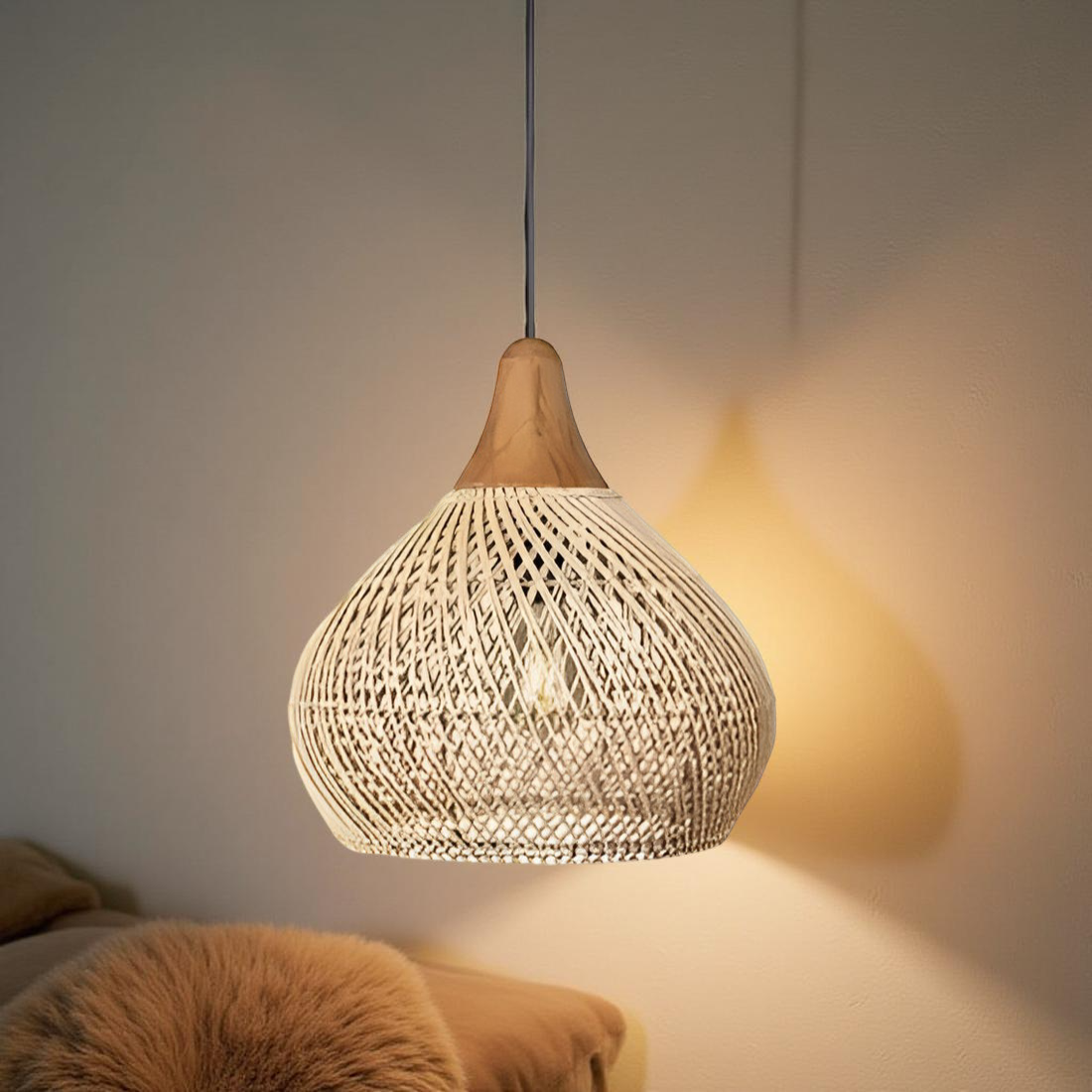 Yuji – Boho Rattan Hängelampe