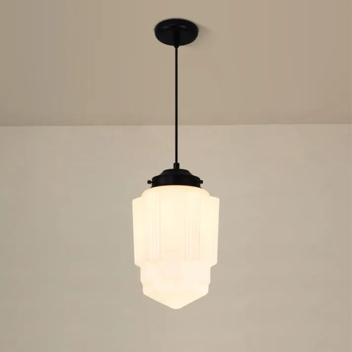 Liv – Vintage Weiße Milchglas Geometrische Pendelleuchte