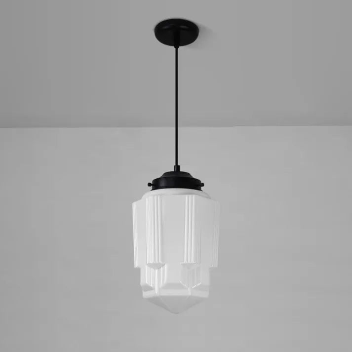 Liv – Vintage Weiße Milchglas Geometrische Pendelleuchte