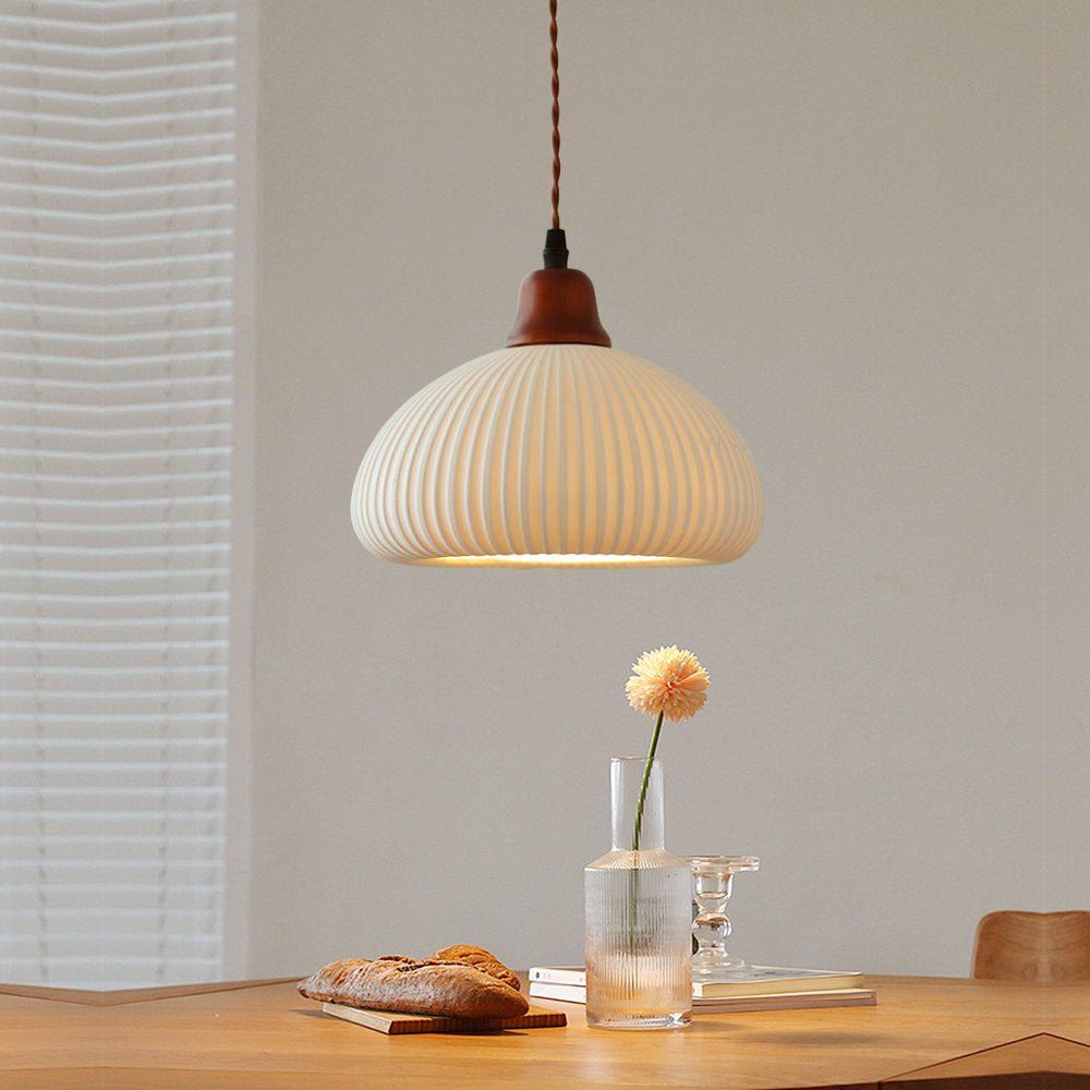 Celesta – Hängelampe aus Keramik in Reinweiß