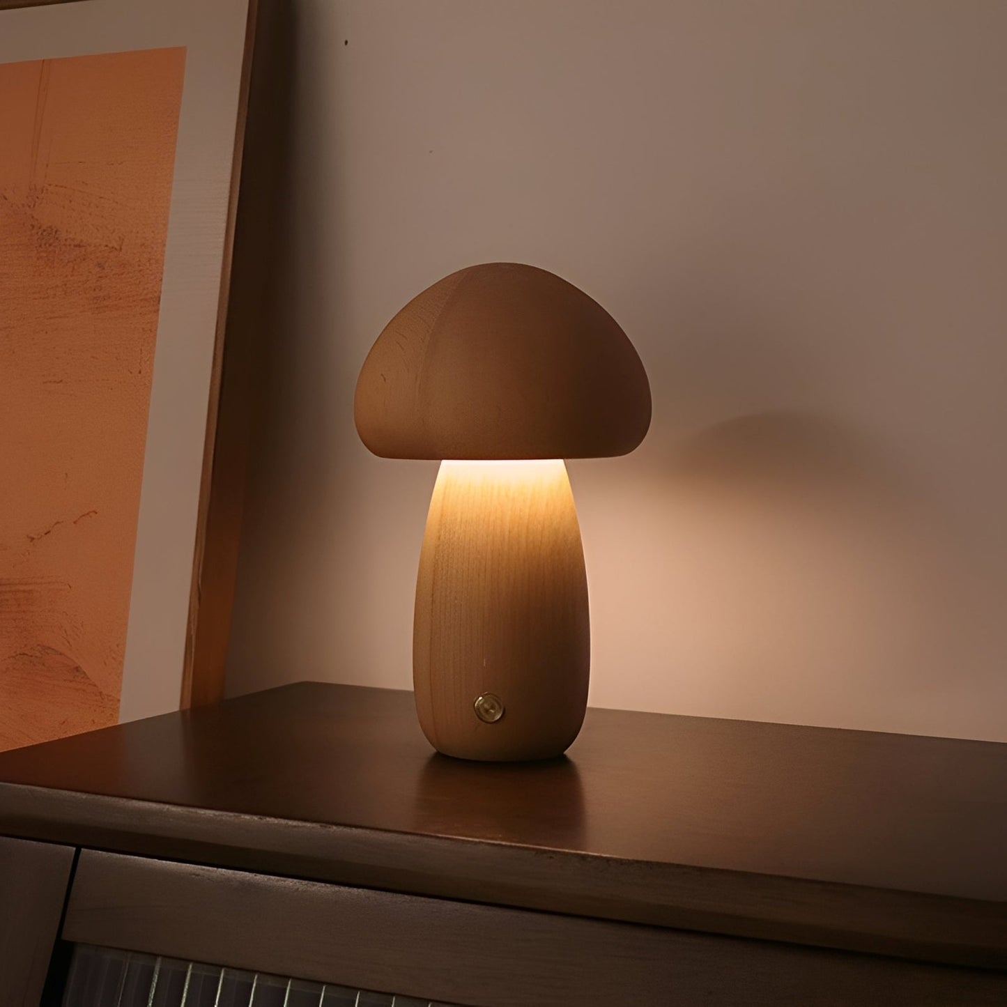 Toshi – Süßes Holz-Pilz-LED-Nachtlicht