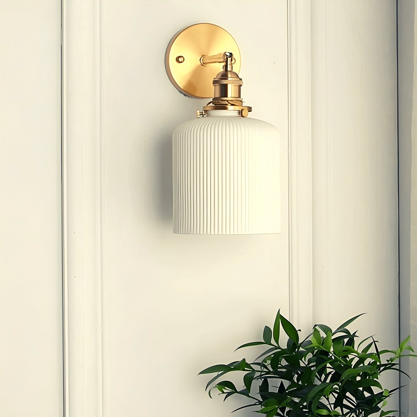 Arvid – Retro Messing-Faltkeramik-Deckenlampe