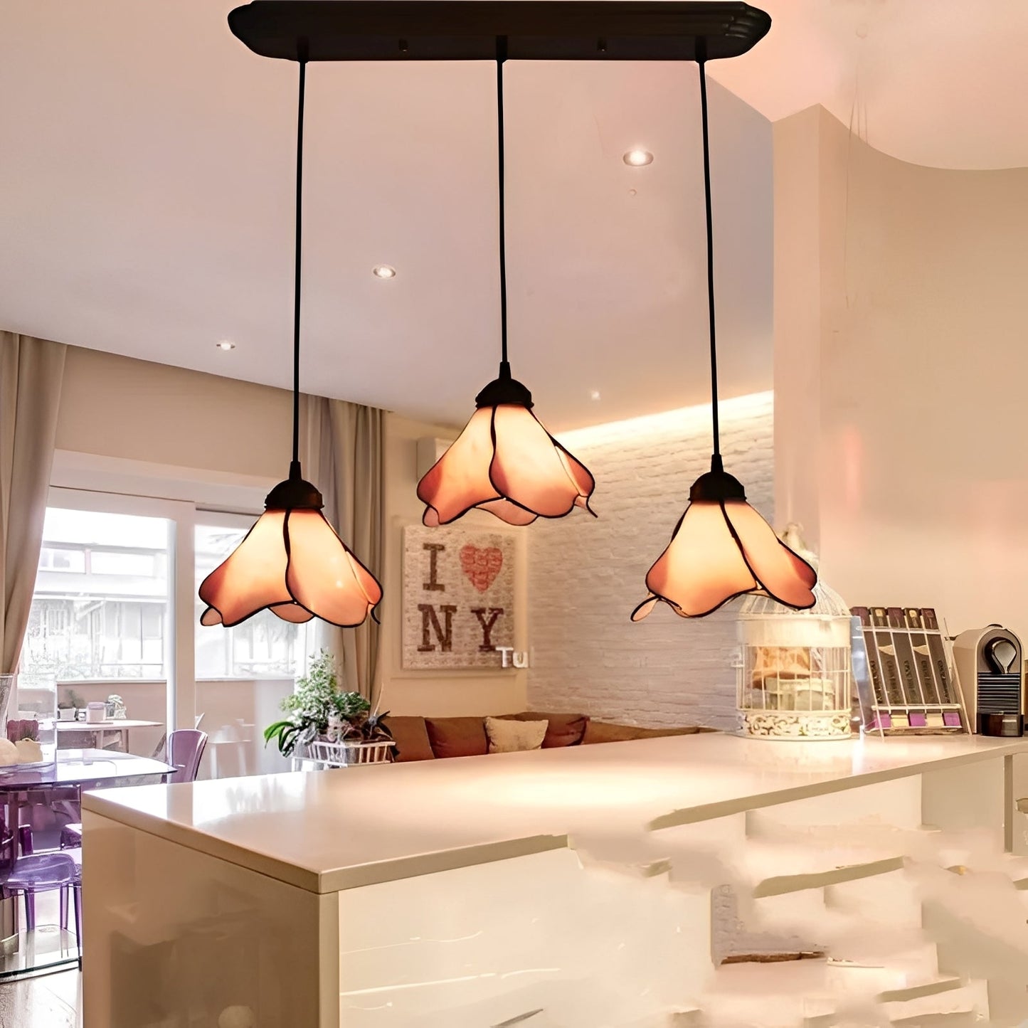 Vivienne – Tiffany Retro Glas-Deckenlampe