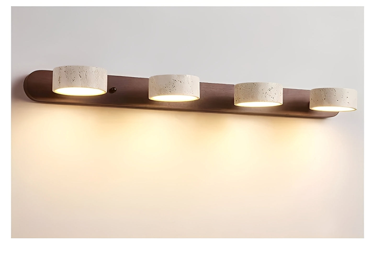 Naomi – LED-Spiegellampe aus Holz & Stein