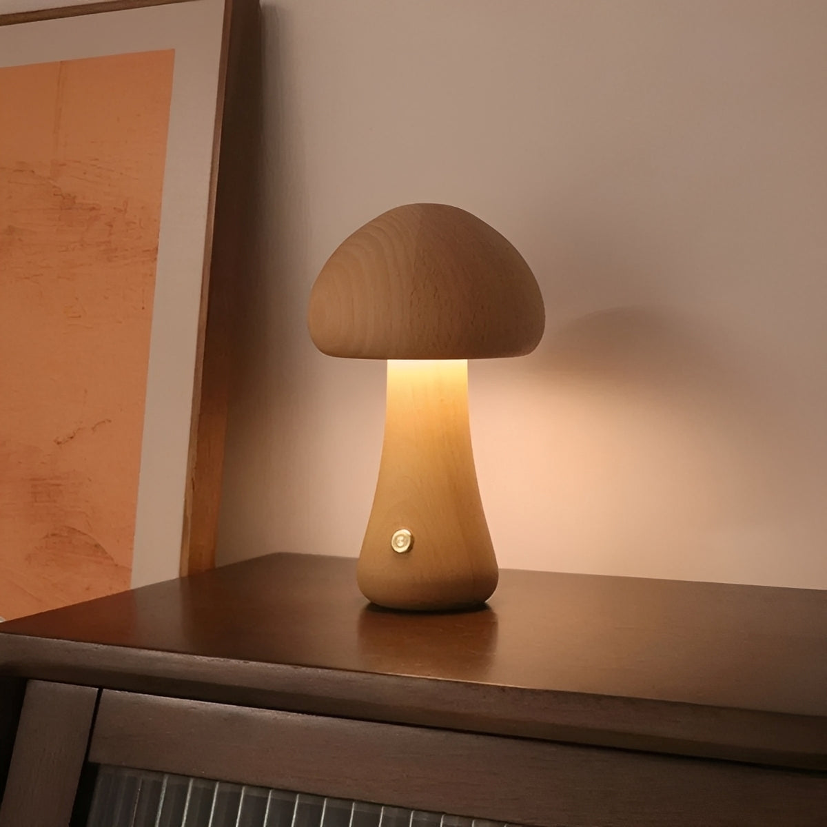Toshi – Süßes Holz-Pilz-LED-Nachtlicht