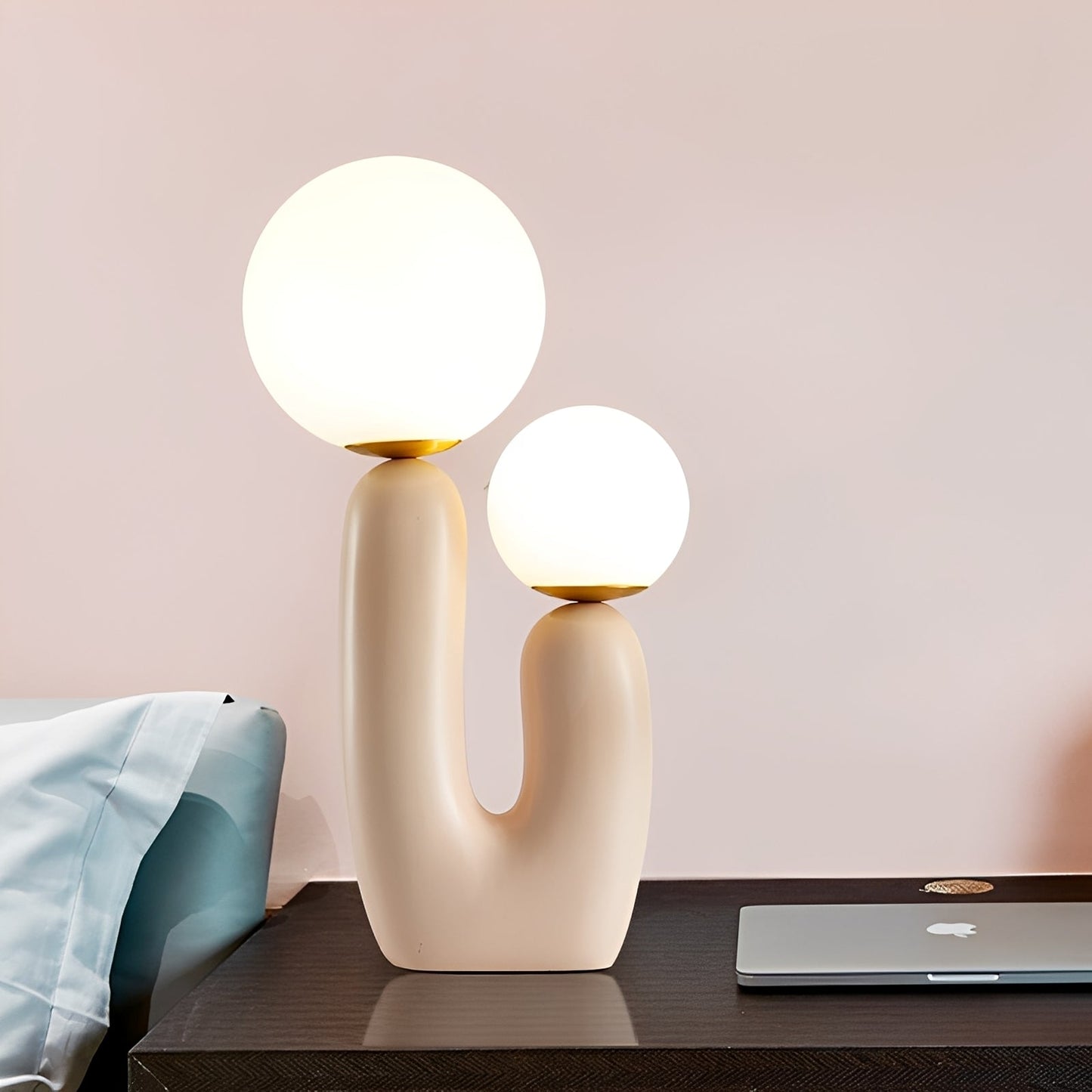 Mireille – Doppel-Designer-Tischlampe aus Harz und Glas