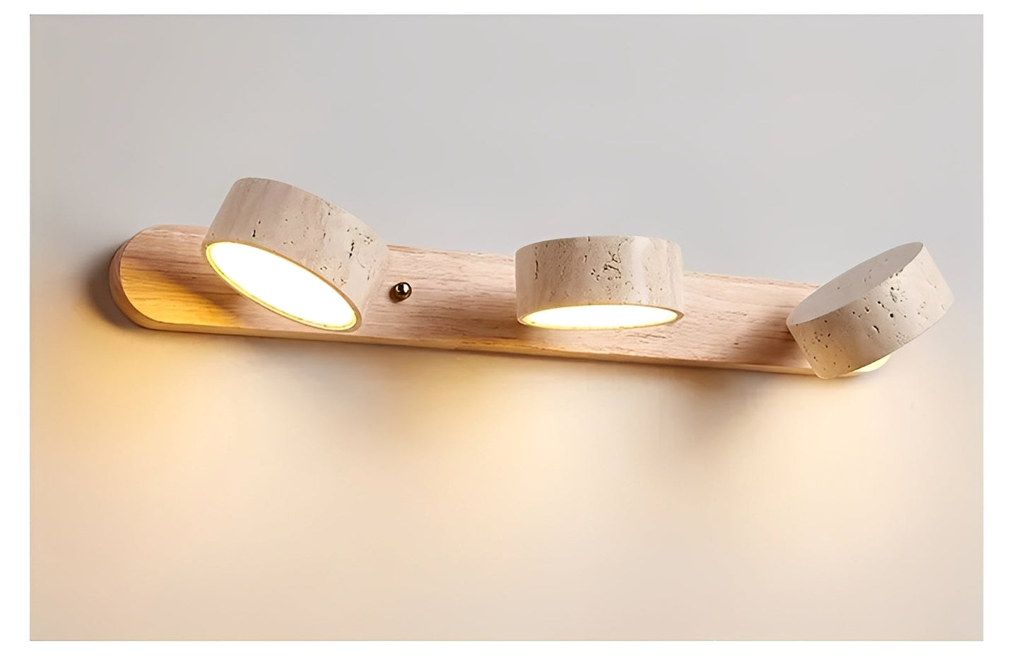 Naomi – LED-Spiegellampe aus Holz & Stein