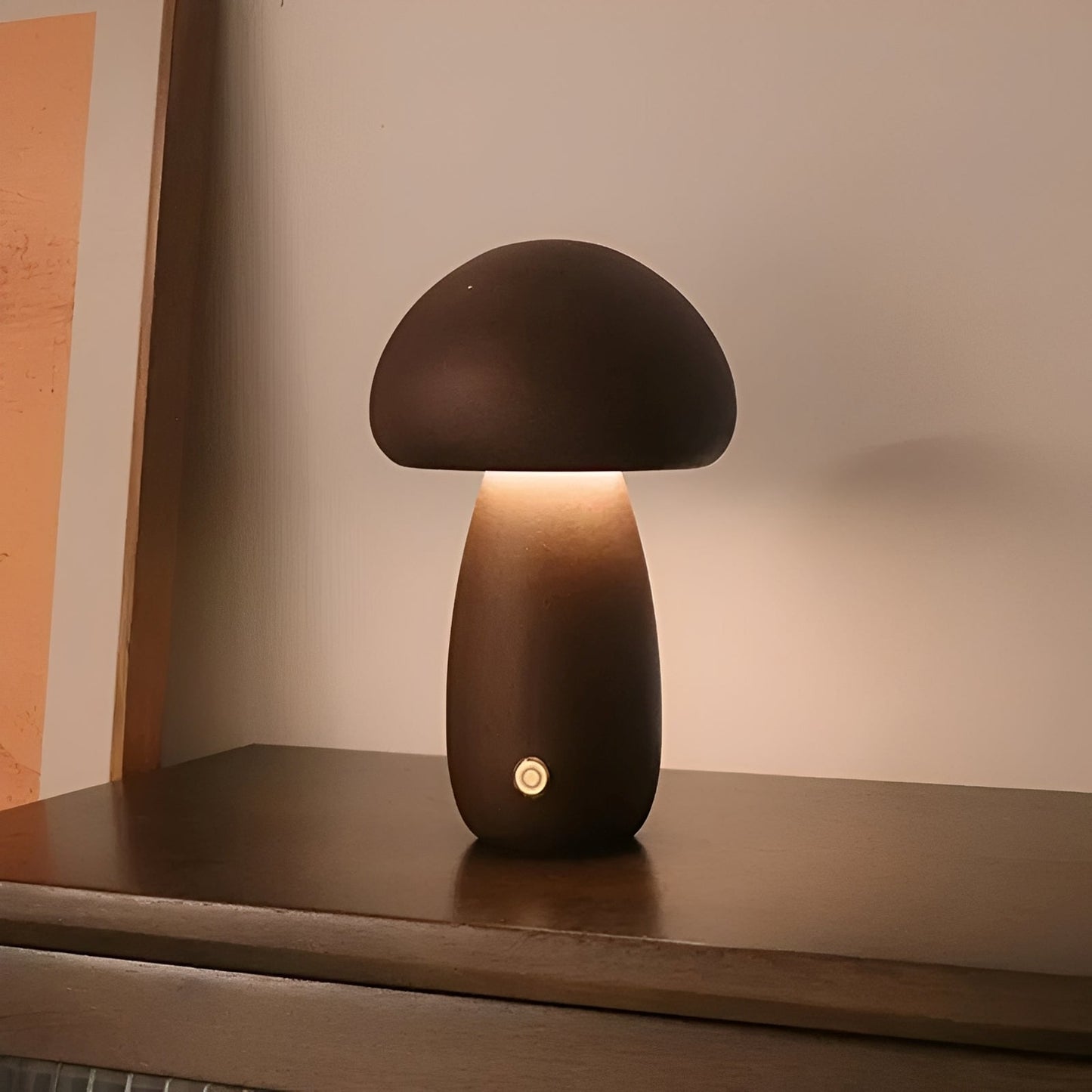 Grace – LED-Bettlampe in Pilzform aus Holz