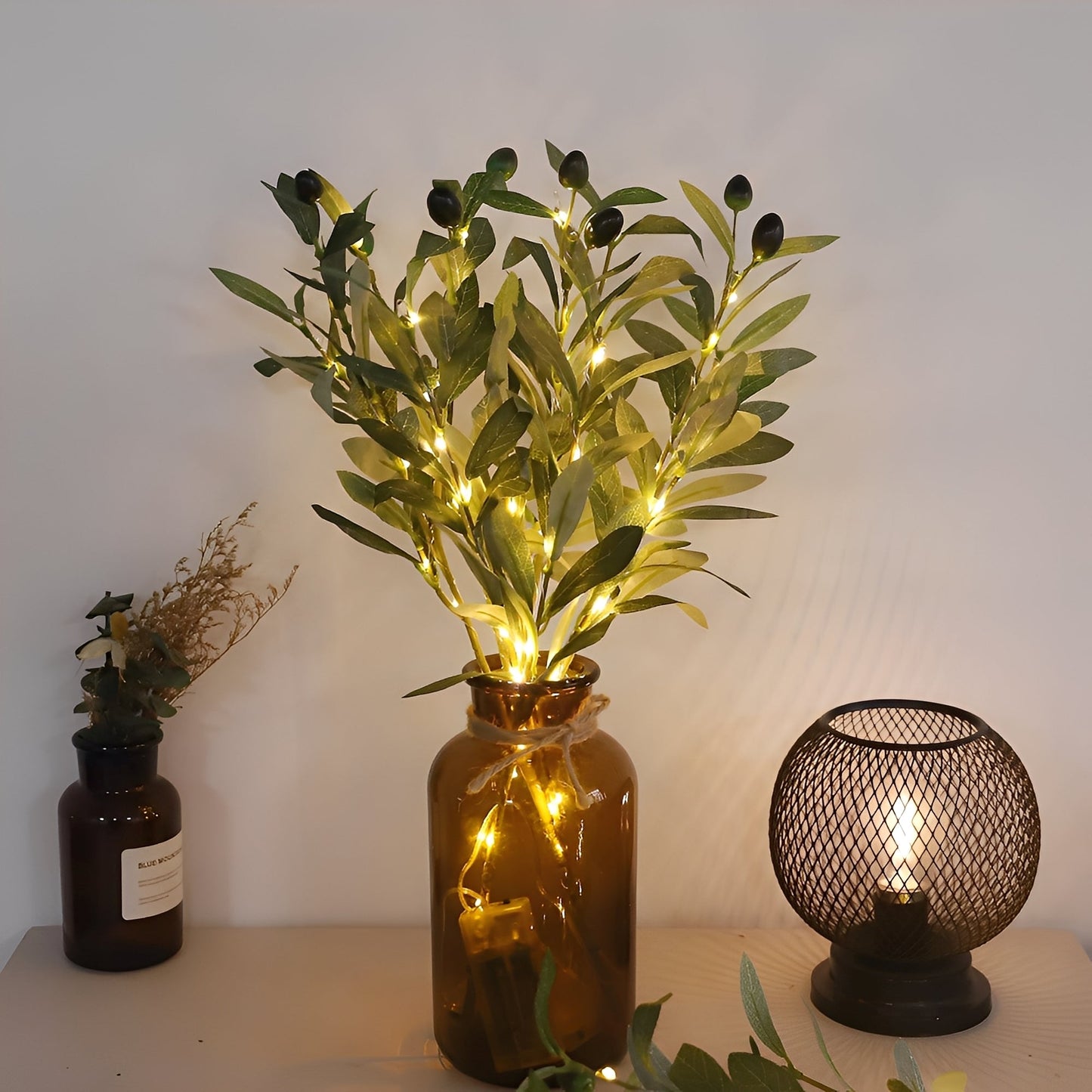 Annelie – Dekorative Lichterkette mit Olivenblättern