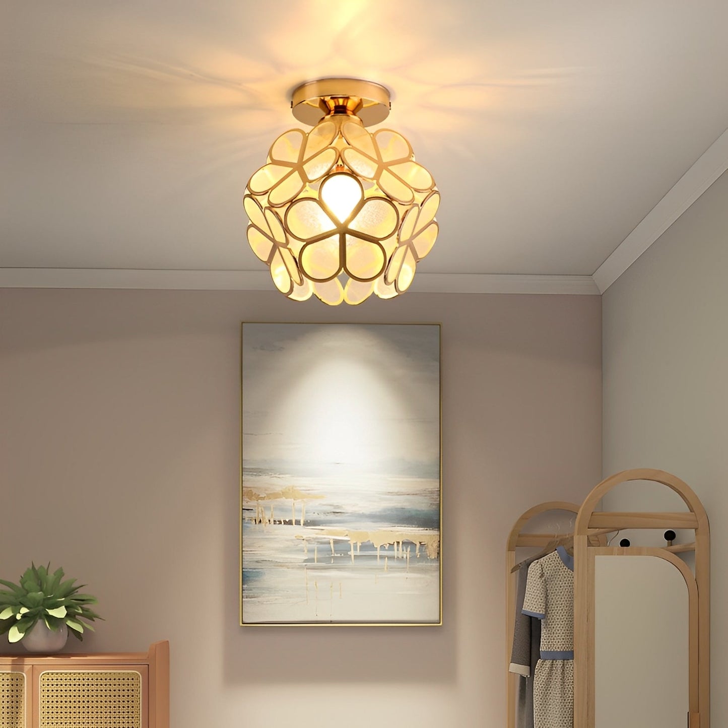 Floria – Deckenleuchte mit Buntglas im Retro-Design
