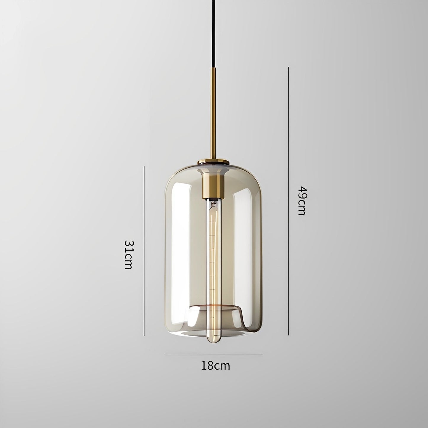 Isadora – Hängelampe aus Cognacglas im modernen Stil