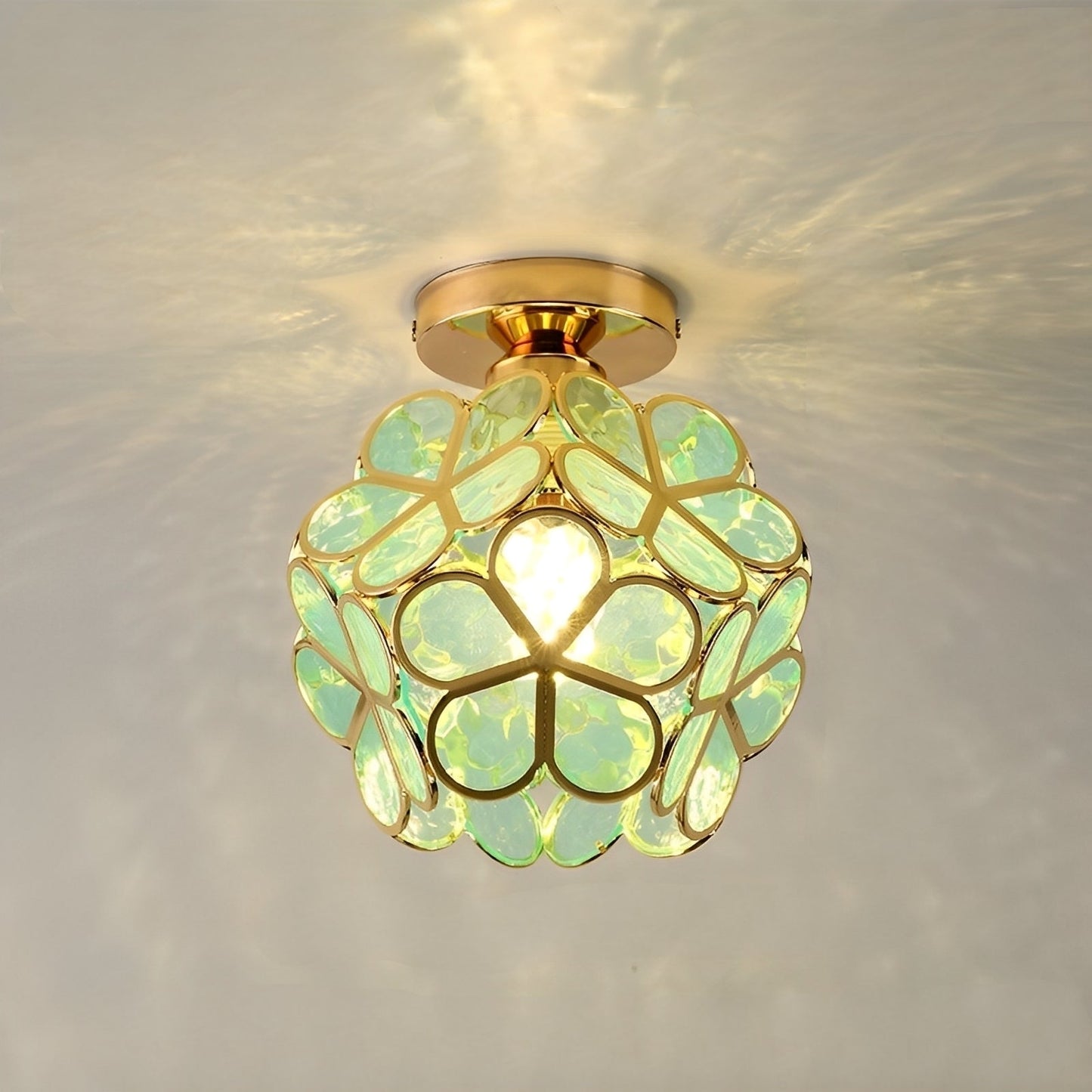 Floria – Deckenleuchte mit Buntglas im Retro-Design