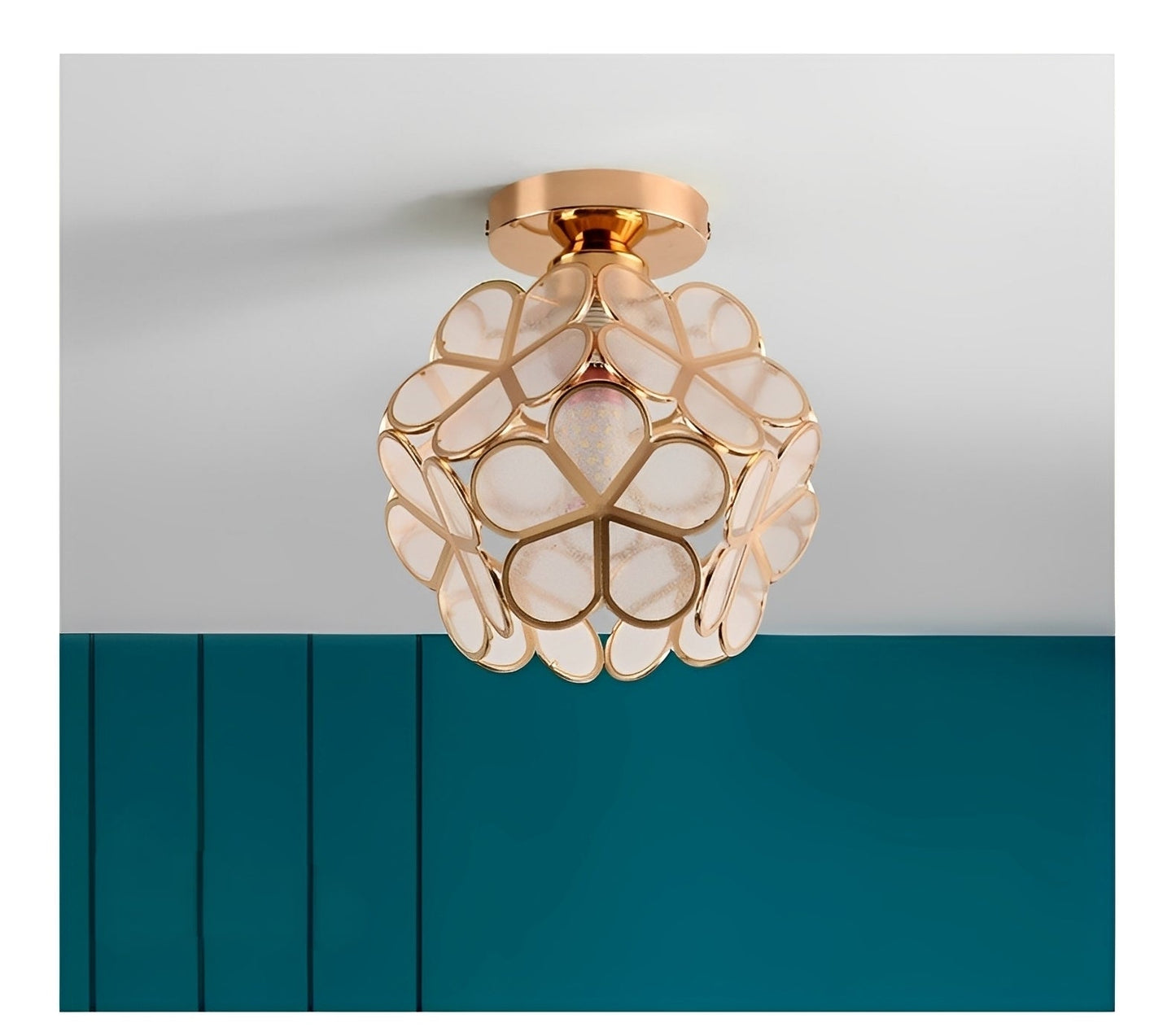 Floria – Deckenleuchte mit Buntglas im Retro-Design