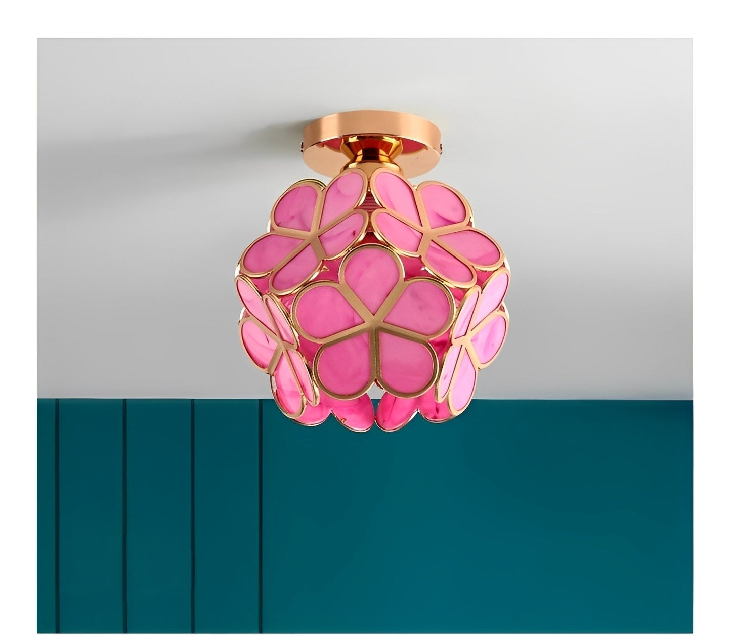 Floria – Deckenleuchte mit Buntglas im Retro-Design