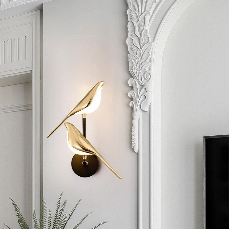 Nordische LED-Wandleuchte für Vögel