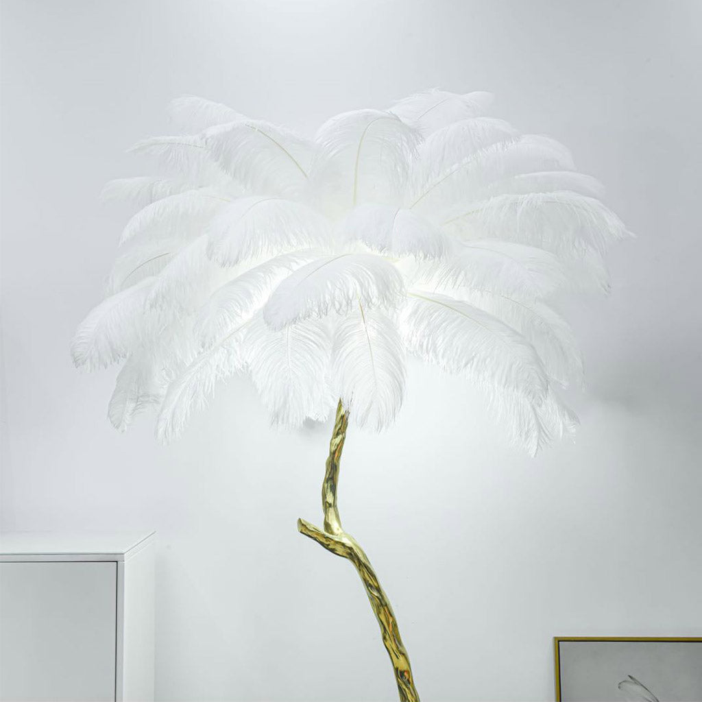 Franz – Dekorations-Stehlampe aus Resin mit Federn