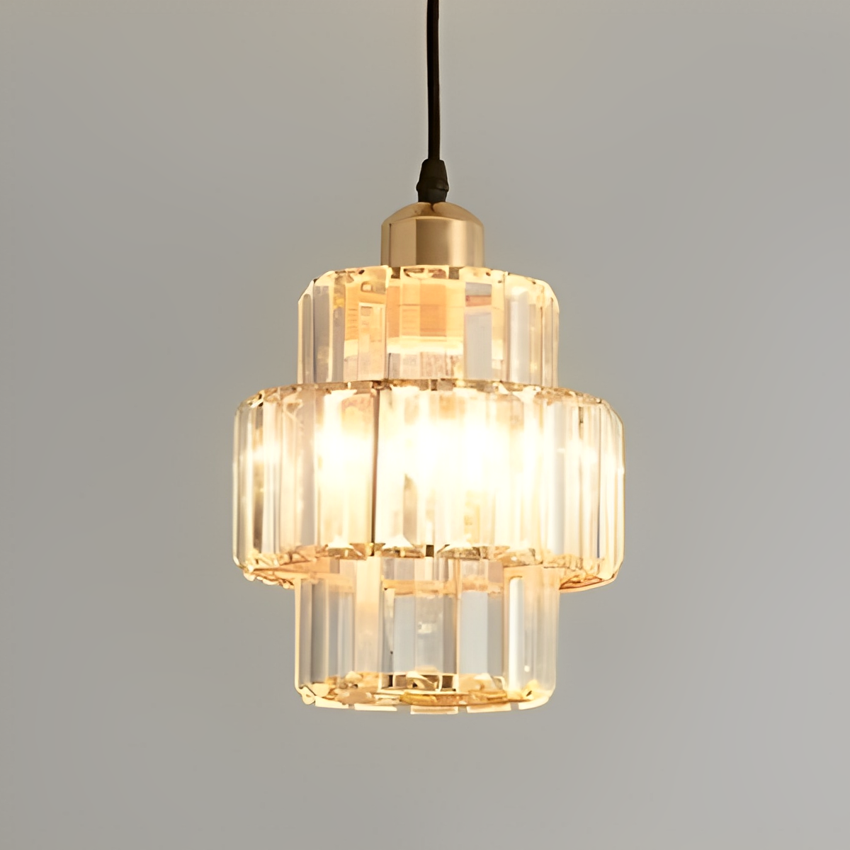 Fernando – Hängelampe aus Glas und Kristall mit schwarzem oder goldenem Kabel