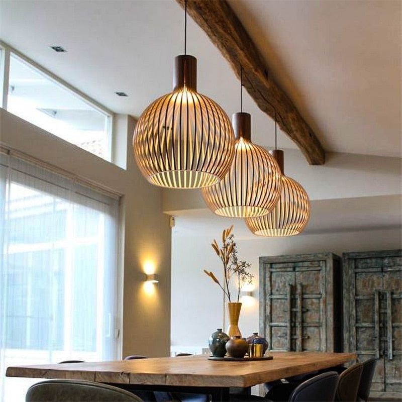 Nordic Glow - Handgefertigte Holz-Pendelleuchte