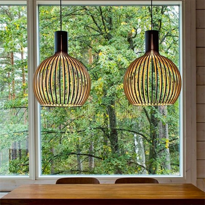 Nordic Glow - Handgefertigte Holz-Pendelleuchte
