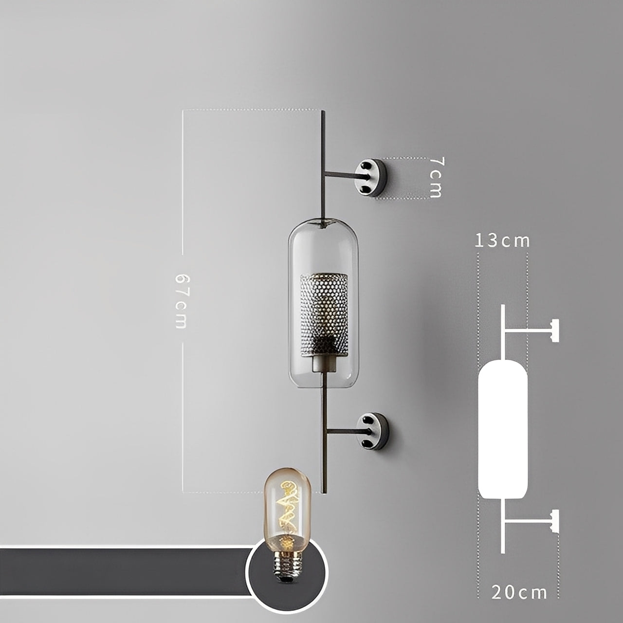 Valerio – Retro Glaskugel Wandlampe