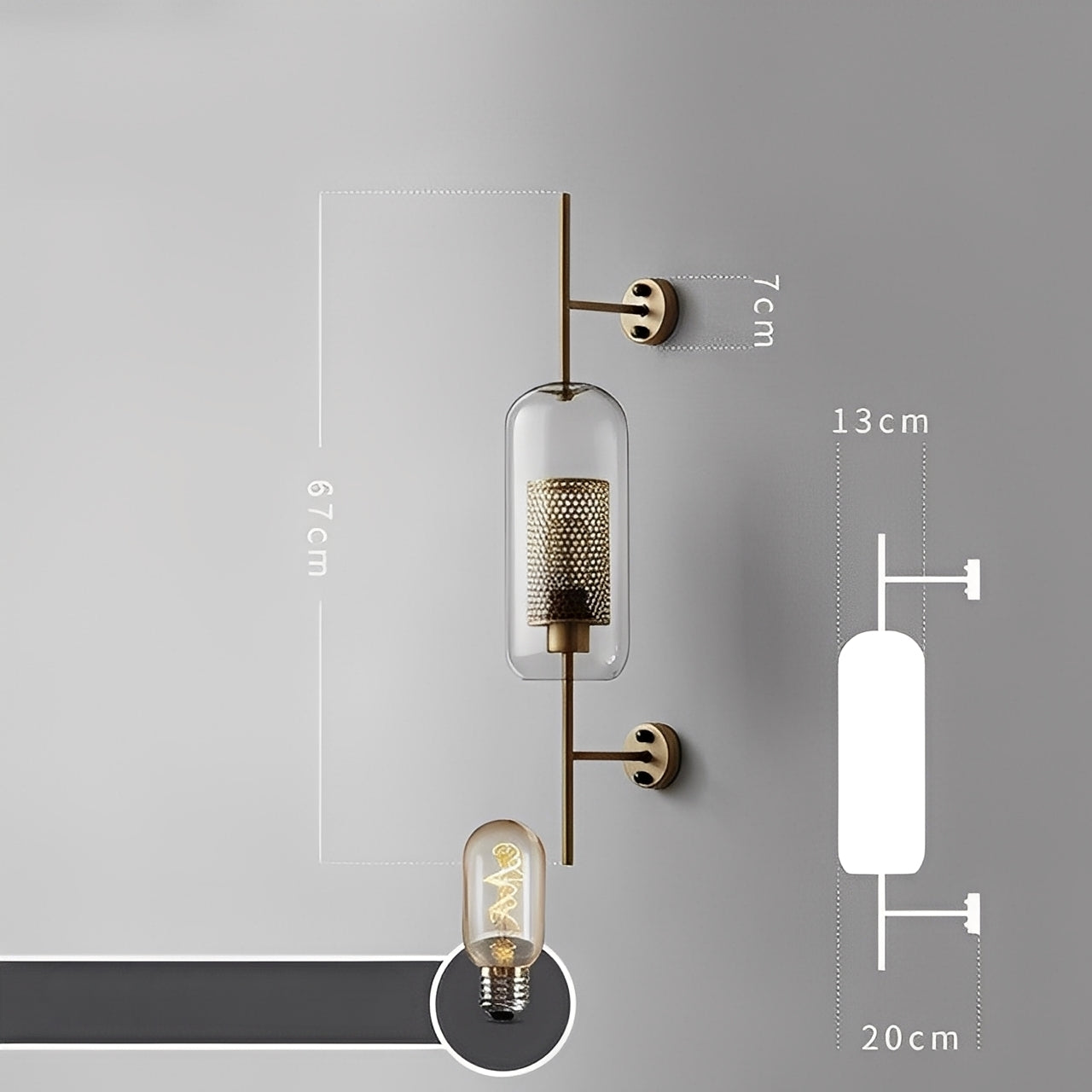 Valerio – Retro Glaskugel Wandlampe